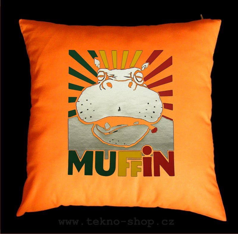 TEKNOSHOP Muffin 2016 Lev dnb polštářek s potiskem černý