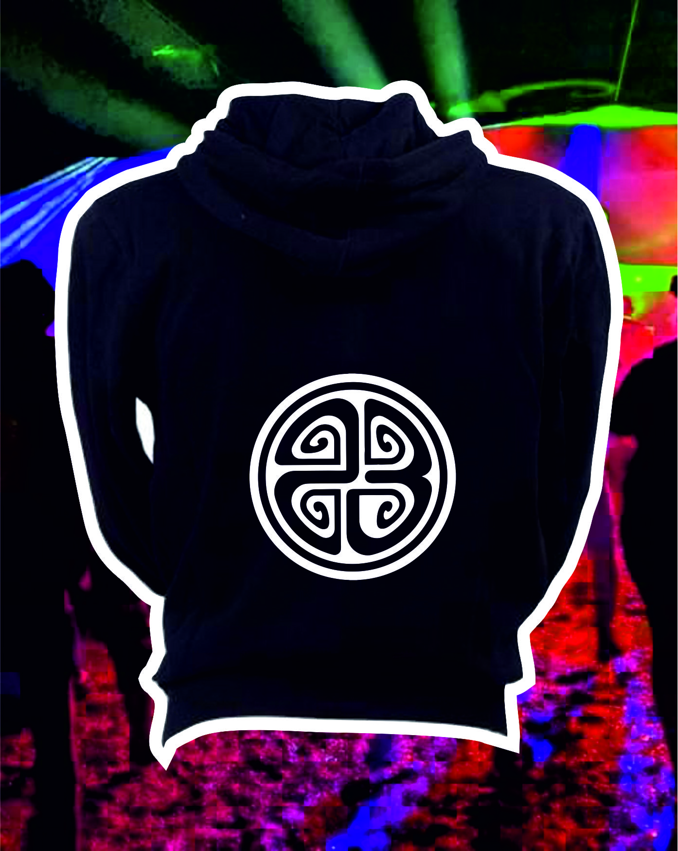 TEKNOSHOP Opidum Sound 23 tekno mikina na zip s kapucí s potiskem i zepředu XXL černá