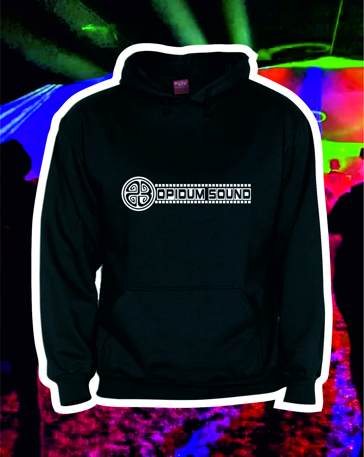 TEKNOSHOP Opidum Sound 23 OUR SIGN tekno mikina s kapucí s potiskem S černá