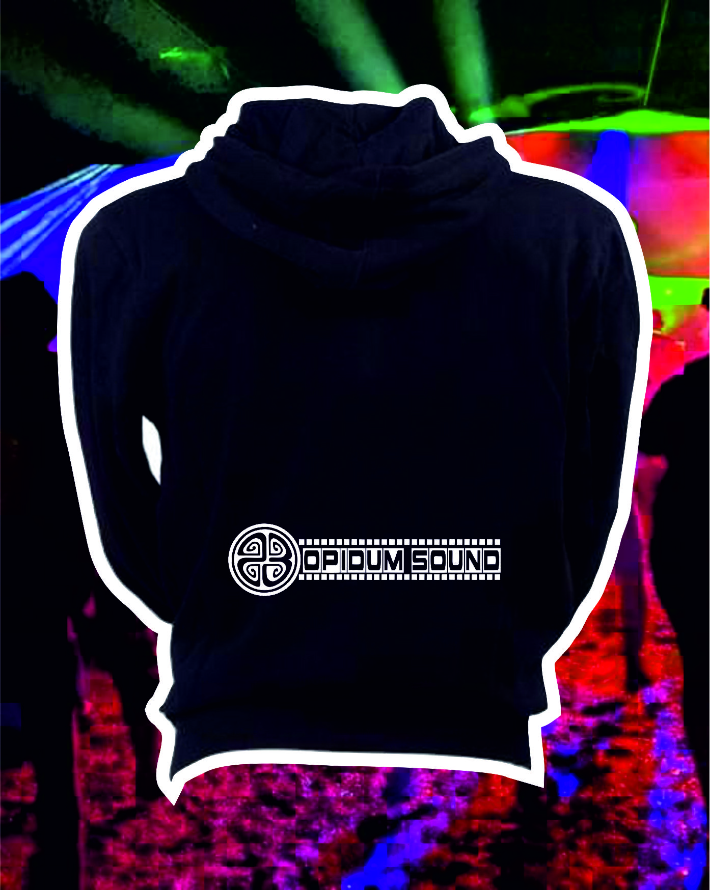 TEKNOSHOP Opidum Sound 23 OUR SIGN tekno mikina na zip s kapucí s potiskem