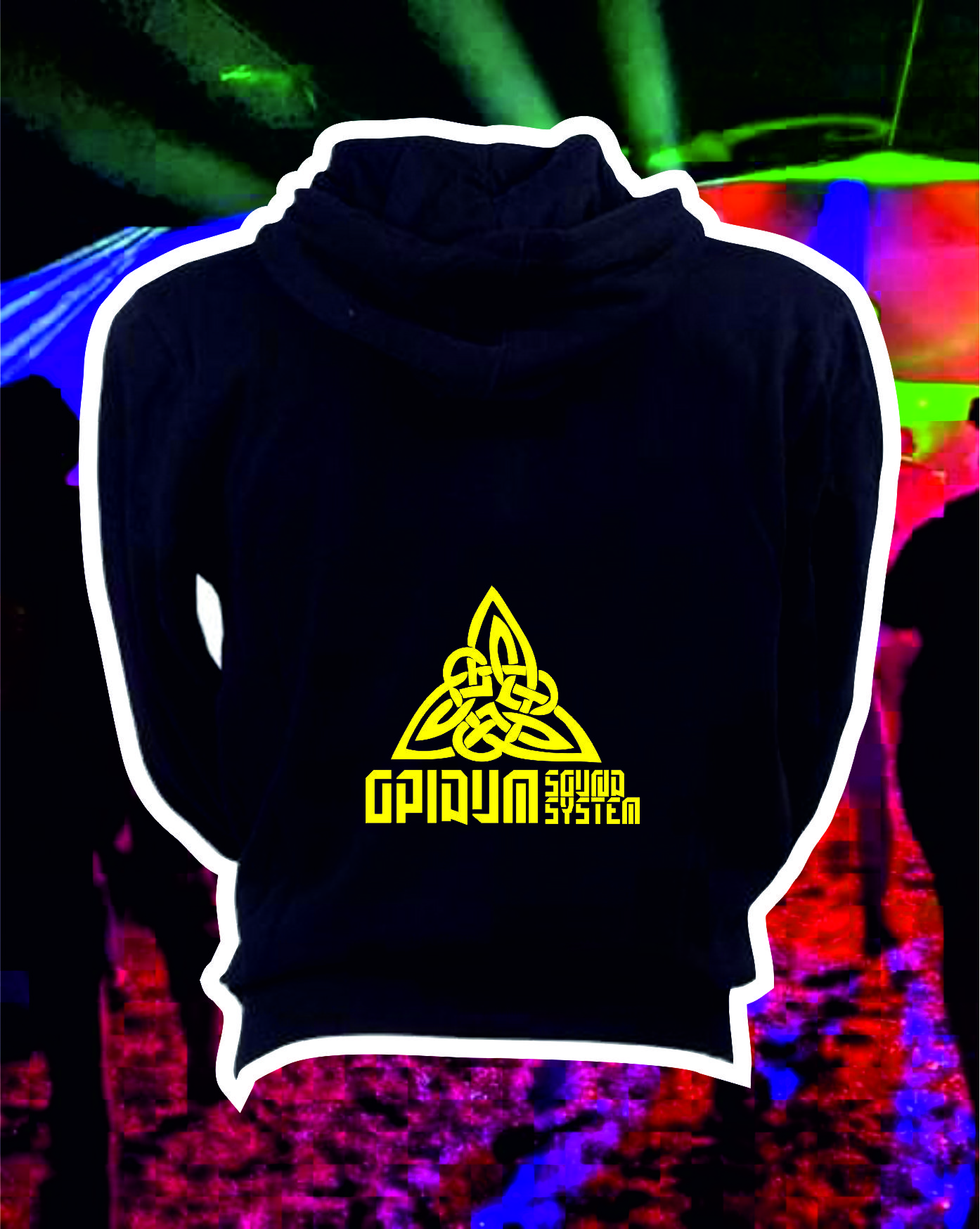 TEKNOSHOP Opidum Sound Eye tekno mikina na zip s kapucí s potiskem i zepředu XXL černá