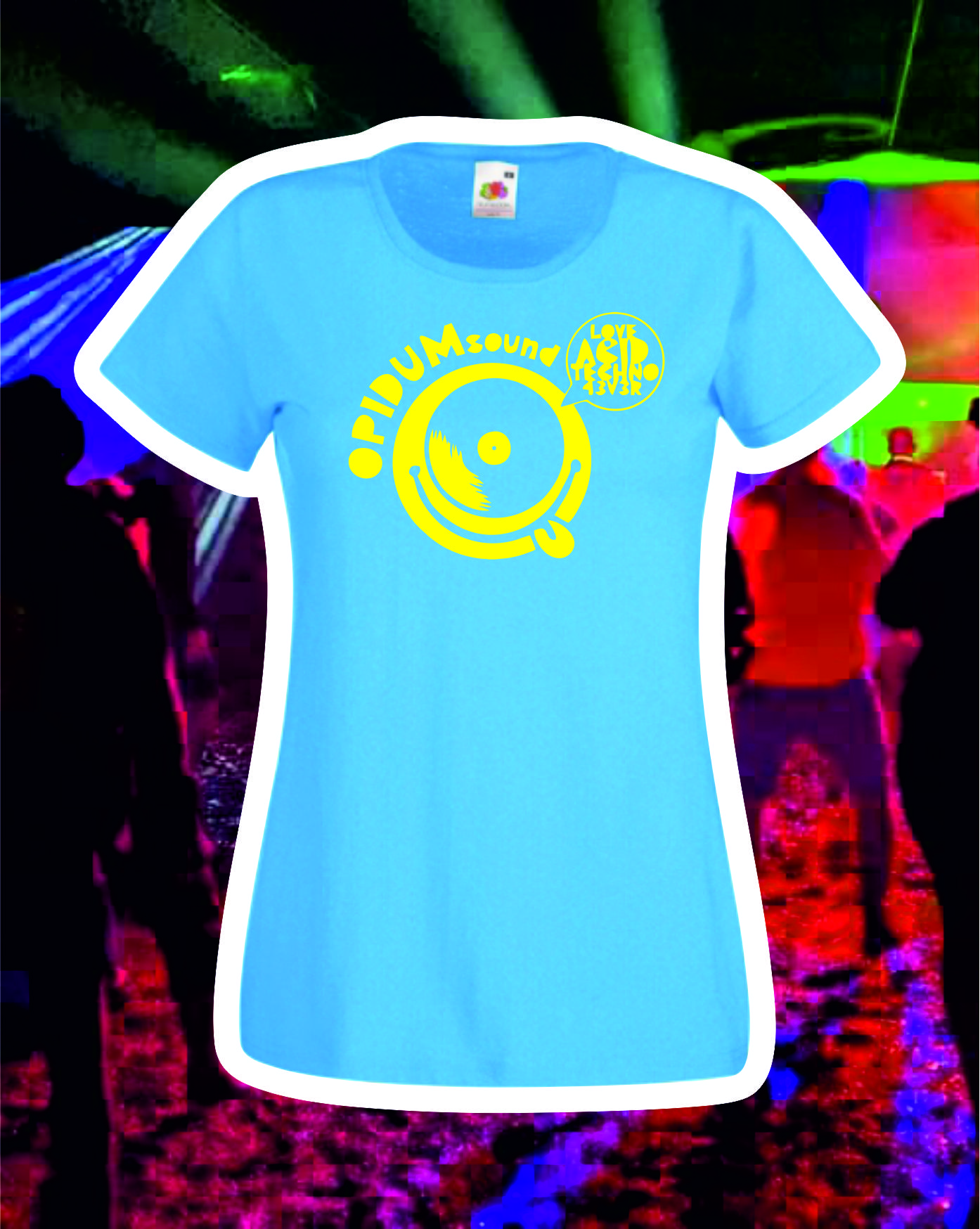 TEKNOSHOP Opidum Sound Love Techno Forever tekno tričko s potiskem dámské M modré