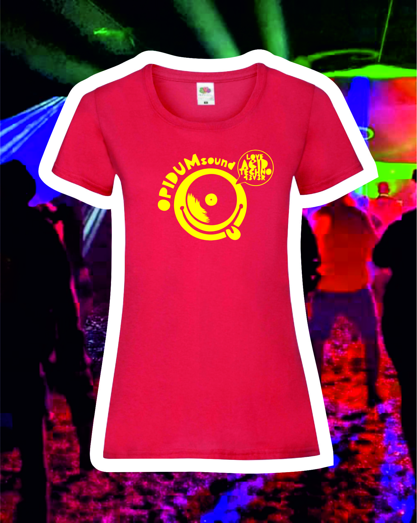 TEKNOSHOP Opidum Sound Love Techno Forever tekno tričko s potiskem dámské XL červené