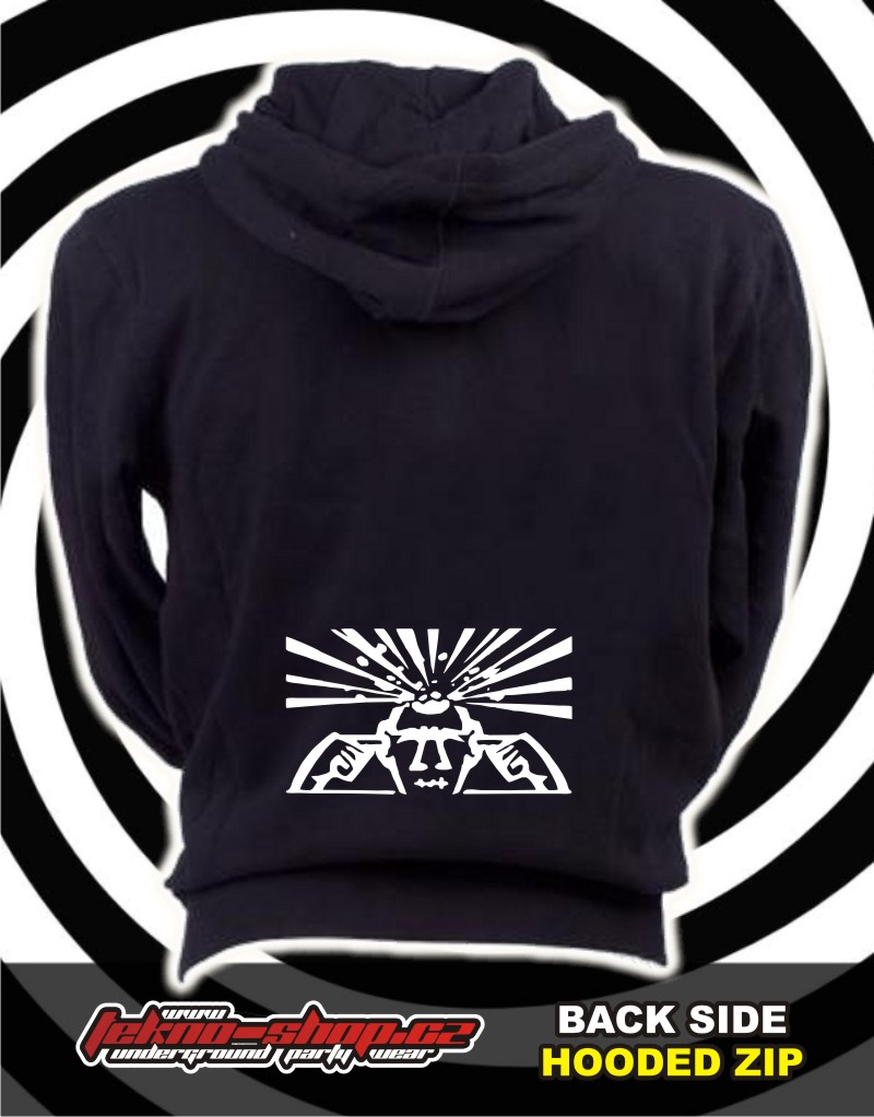 TEKNOSHOP Virus Sound System Connection mikina na zip s kapucí s potiskem i zepředu L černá