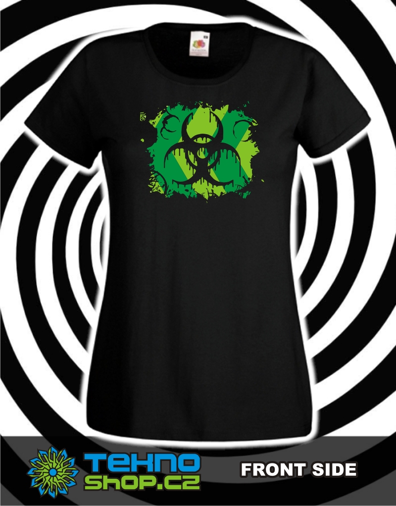 TEKNOSHOP Biohazard Green tekno tričko s potiskem dámské M modré