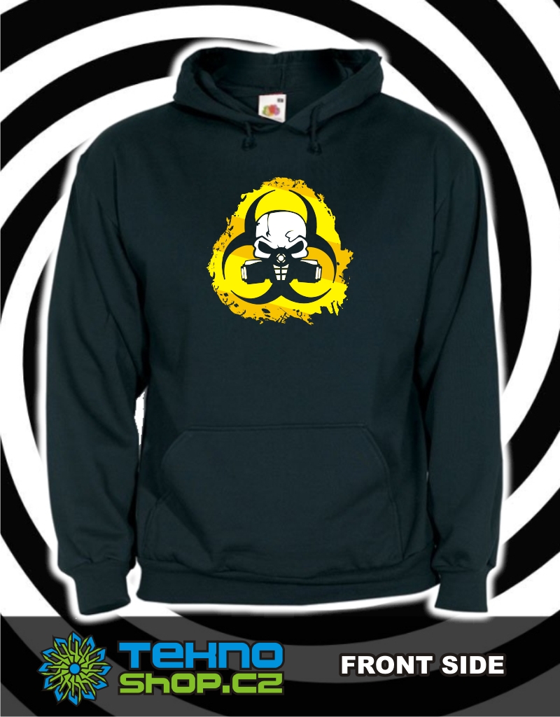 TEKNOSHOP Mask Biohazard tekno mikina s kapucí s potiskem XL černá