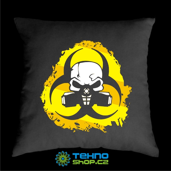 TEKNOSHOP Mask Biohazard tekno polštářek s potiskem žlutý
