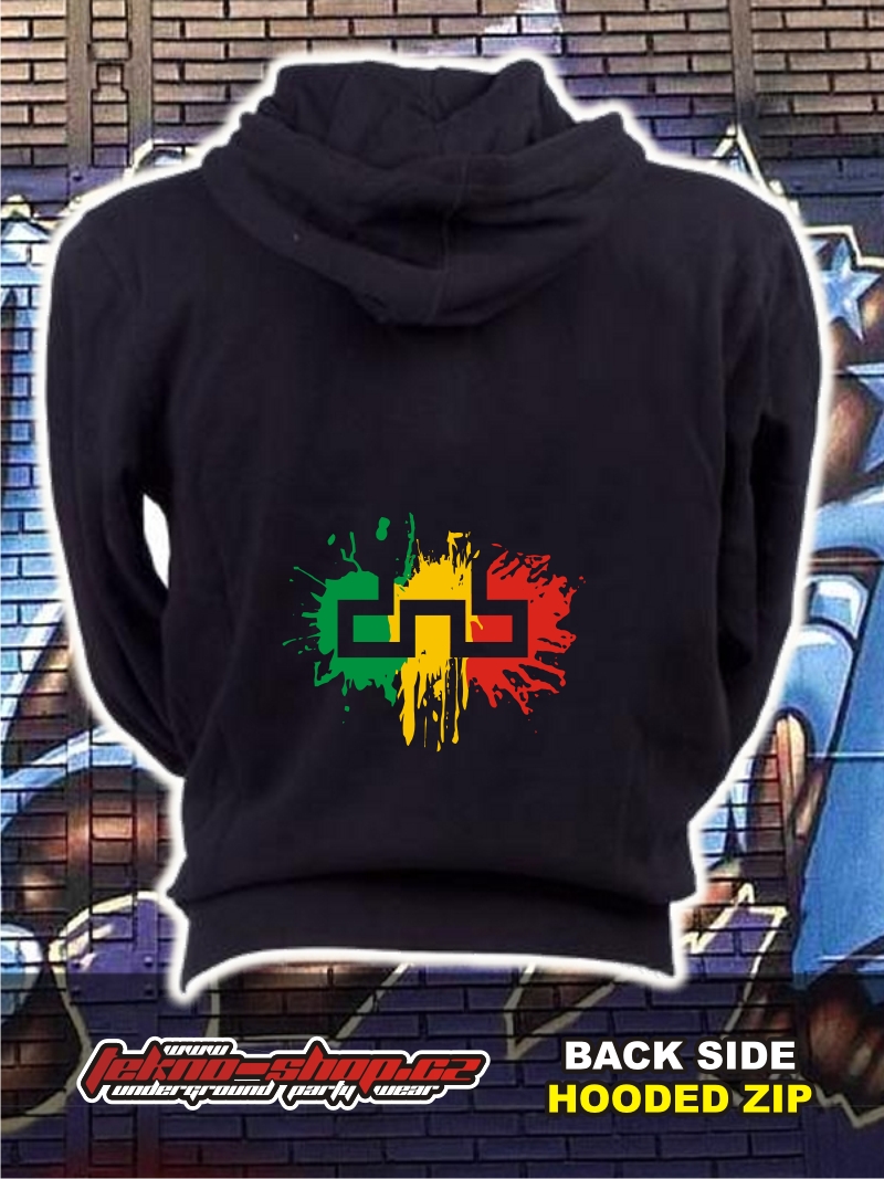 TEKNOSHOP RASTA DNB mikina na zip s kapucí s potiskem M černá