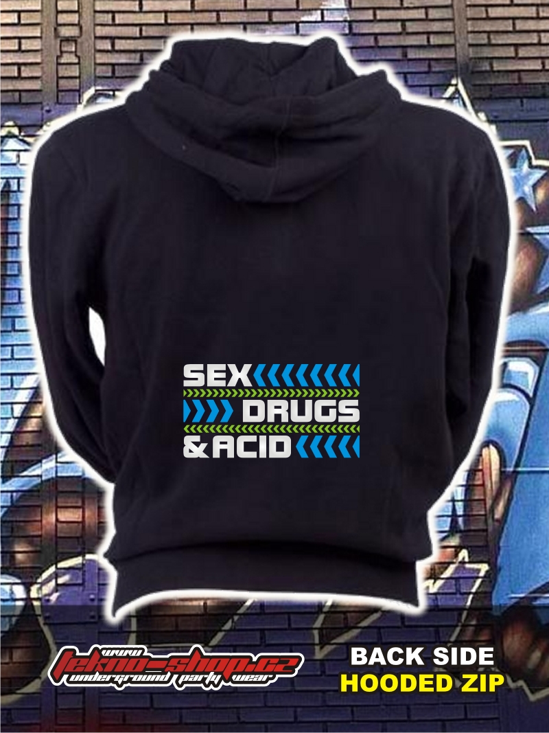 TEKNOSHOP SD & A tekno mikina na zip s kapucí s potiskem M černá