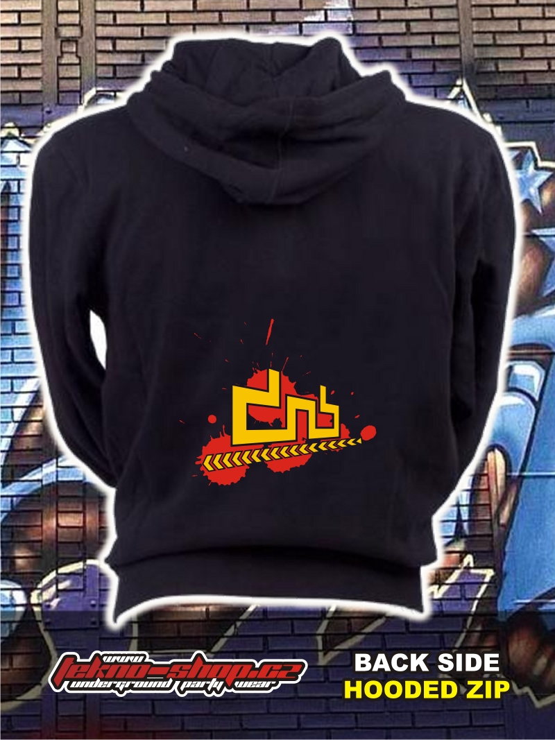 TEKNOSHOP 3D DNB mikina na zip s kapucí s potiskem i zepředu M černá
