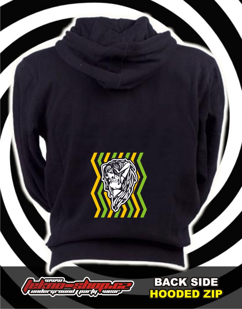 TEKNOSHOP LADY tekno mikina na zip s kapucí s potiskem S černá