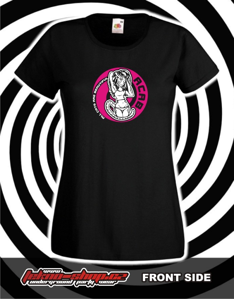 TEKNOSHOP A.C.A.B. Pink tekno tričko s potiskem dámské XL modré