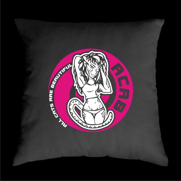 TEKNOSHOP A.C.A.B. Pink tekno polštářek s potiskem černý