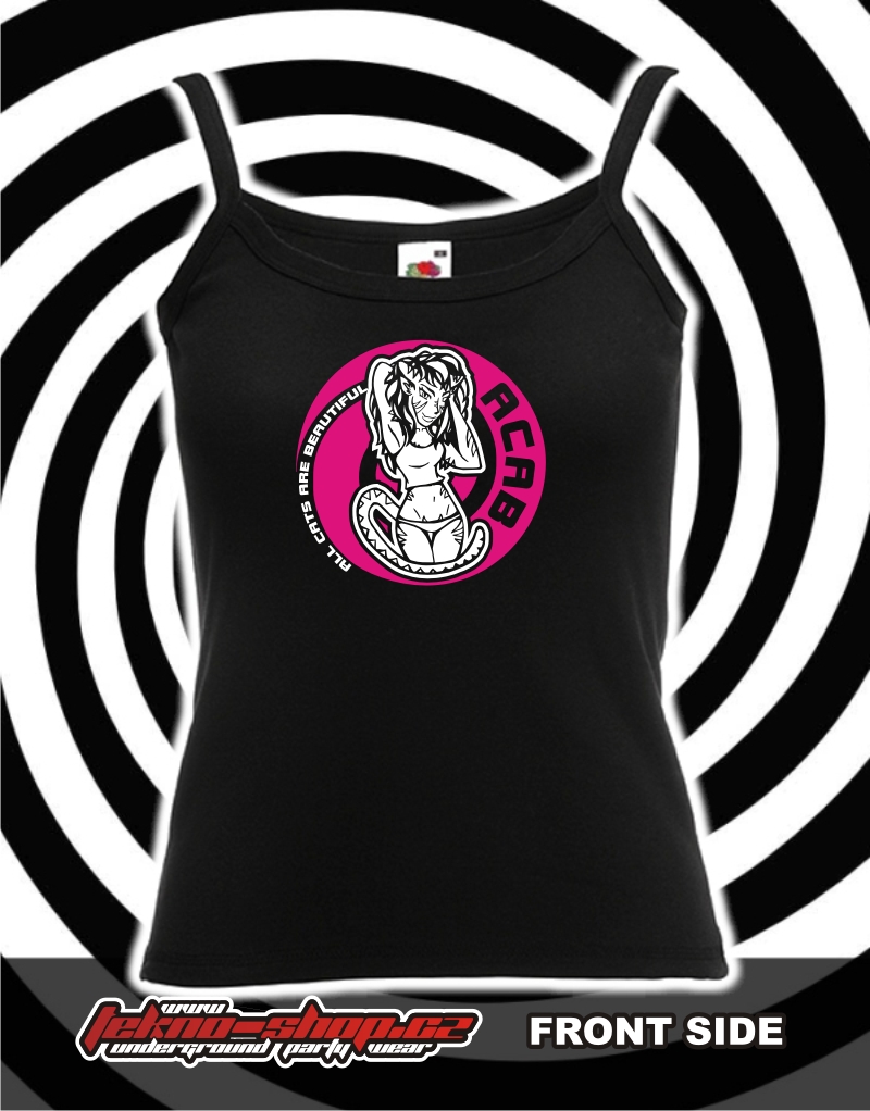 TEKNOSHOP A.C.A.B. Pink tekno tílko s potiskem dámské XL červené