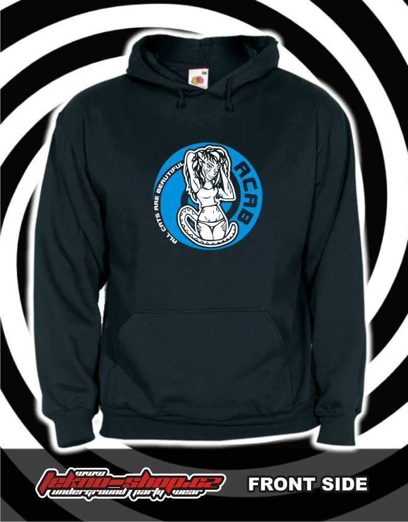 TEKNOSHOP A.C.A.B. Blue tekno mikina s kapucí s potiskem