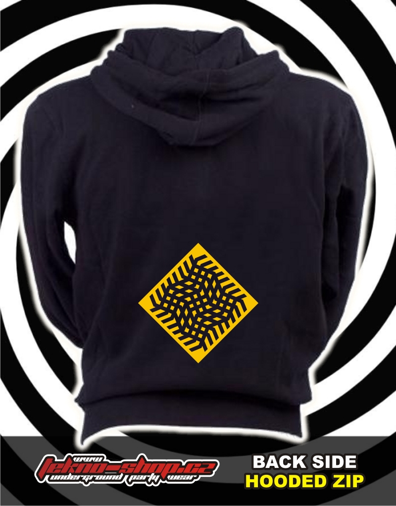 TEKNOSHOP OPTICAL ILLUSION tekno mikina na zip s kapucí s potiskem i zepředu M černá