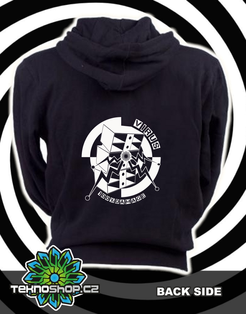 TEKNOSHOP Virus Sound System Repro Creature mikina na zip s kapucí s potiskem i zepředu L černá