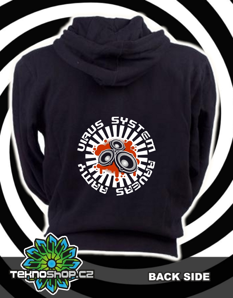 TEKNOSHOP Virus Sound System Bloody Repro mikina na zip s kapucí s potiskem