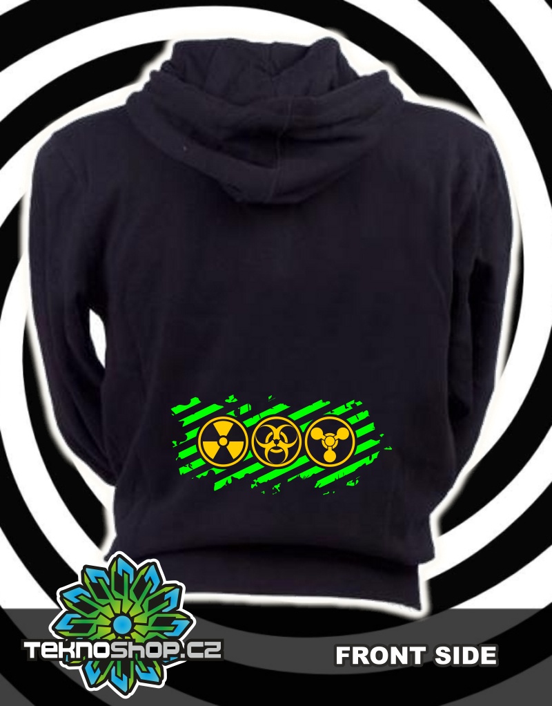 TEKNOSHOP Danger tekno mikina na zip s kapucí s potiskem XL černá