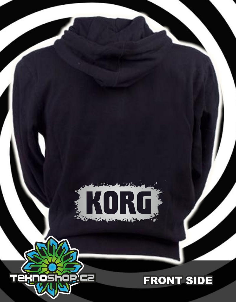 TEKNOSHOP Korg tekno mikina na zip s kapucí s potiskem XXL černá
