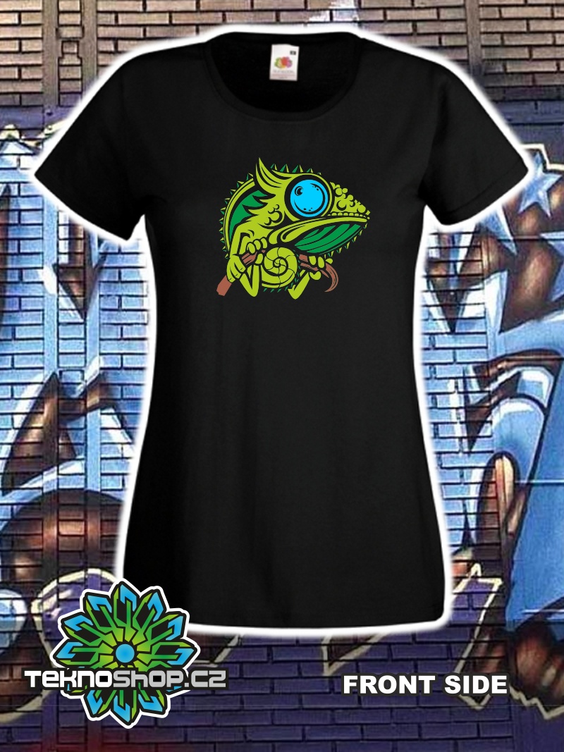 TEKNOSHOP Chameleon tekno tričko s potiskem dámské L žluté