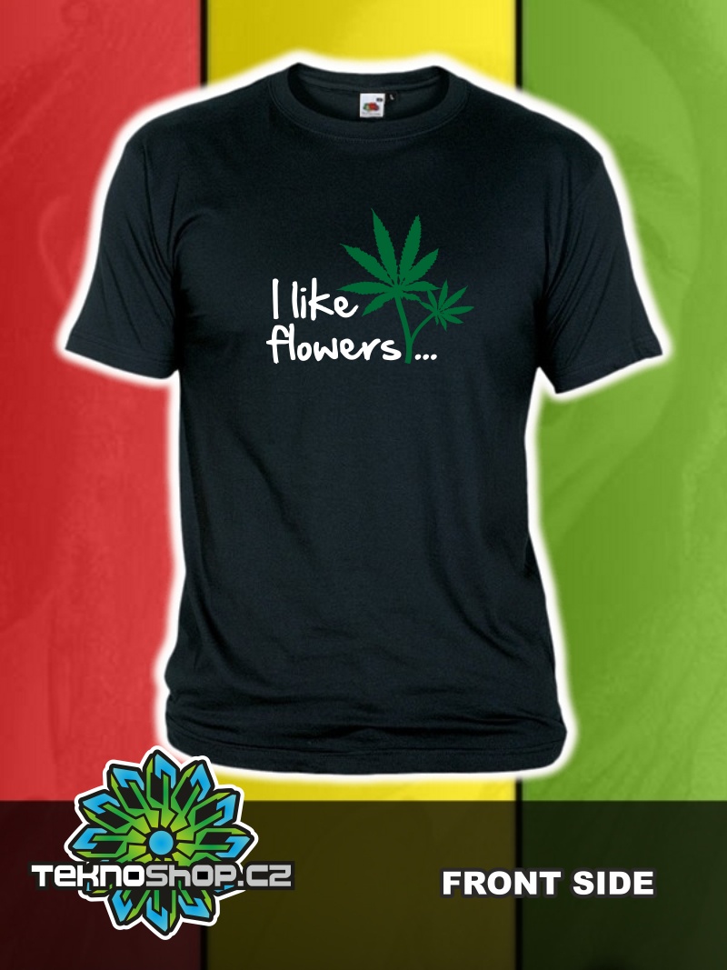 TEKNOSHOP I Like Flowers dnb tričko s potiskem pánské XXL černé