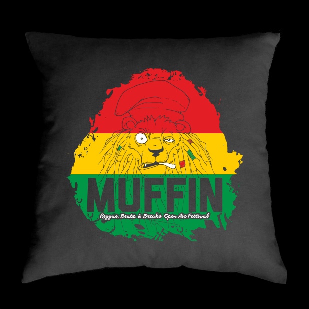 TEKNOSHOP Muffin 2016 Lev dnb polštářek s potiskem černý