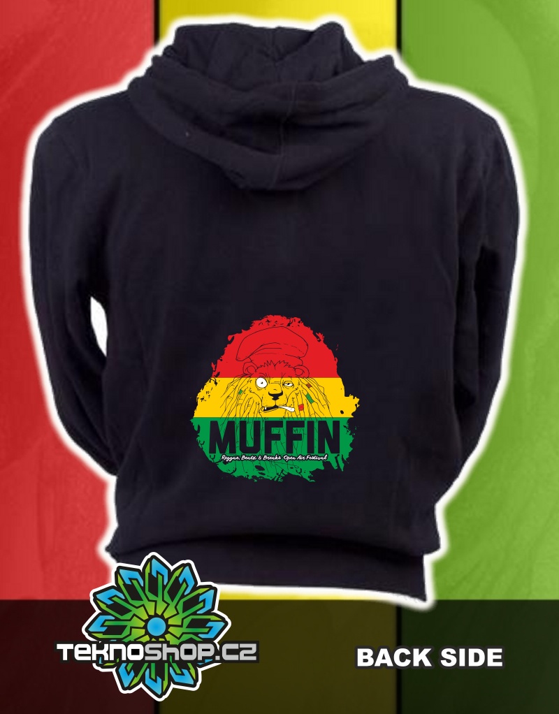 TEKNOSHOP Muffin 2016 Lev dnb mikina na zip s kapucí s potiskem L černá