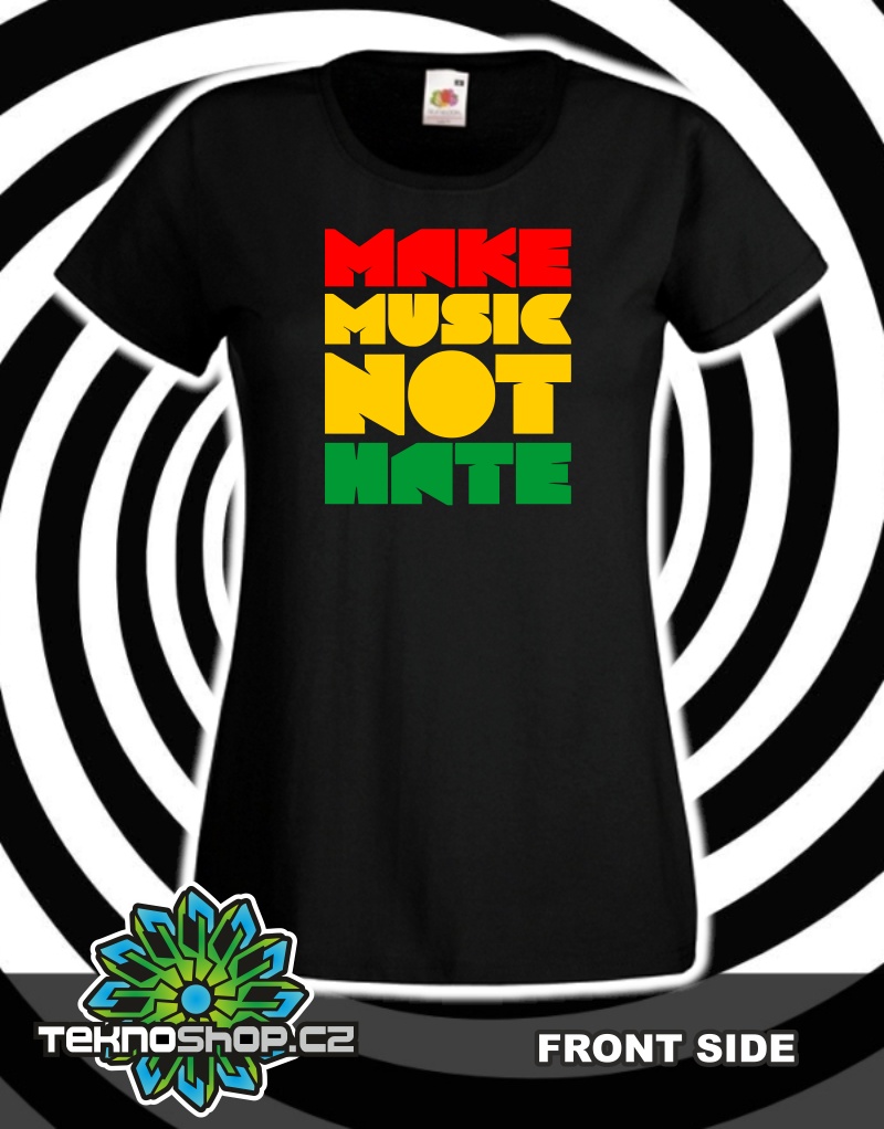 TEKNOSHOP MAKE MUSIC NOT HATE dnb tričko s potiskem dámské S žluté