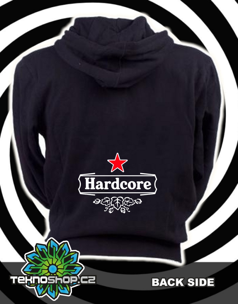 TEKNOSHOP HARDCORE tekno mikina na zip s kapucí s potiskem i zepředu L černá