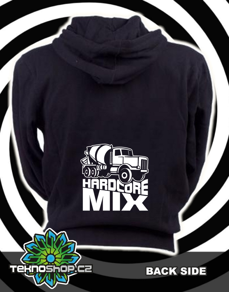 TEKNOSHOP TECHNICAL HARDCORE tekno mikina na zip s kapucí s potiskem S černá