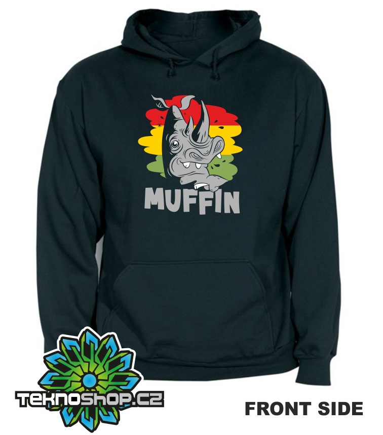 TEKNOSHOP Muffin 2016 Nosorožec dnb mikina s kapucí s potiskem XXL černá