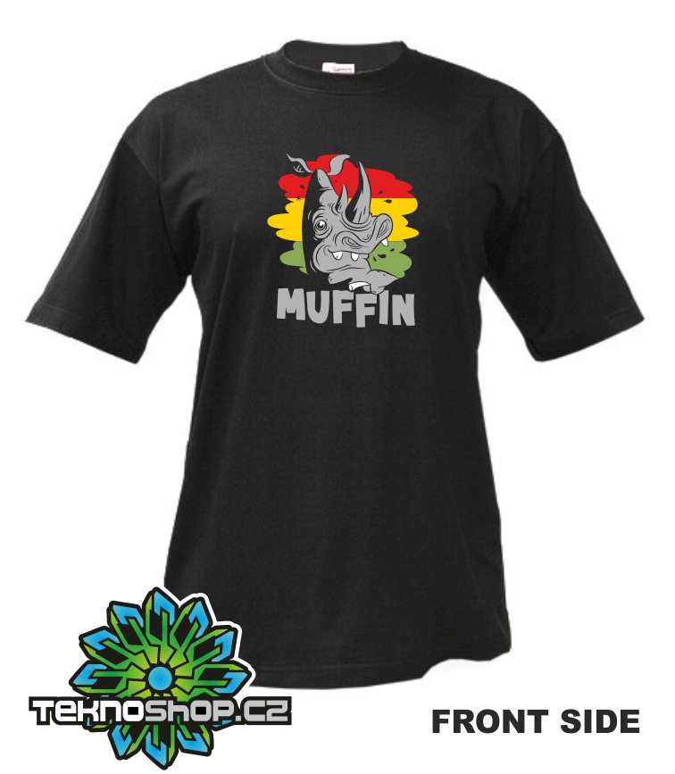 TEKNOSHOP Muffin 2016 Nosorožec dnb tričko s potiskem pánské XXL černé