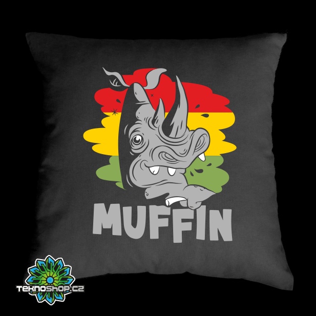 TEKNOSHOP Muffin 2016 Nosorožec dnb polštářek s potiskem zelený
