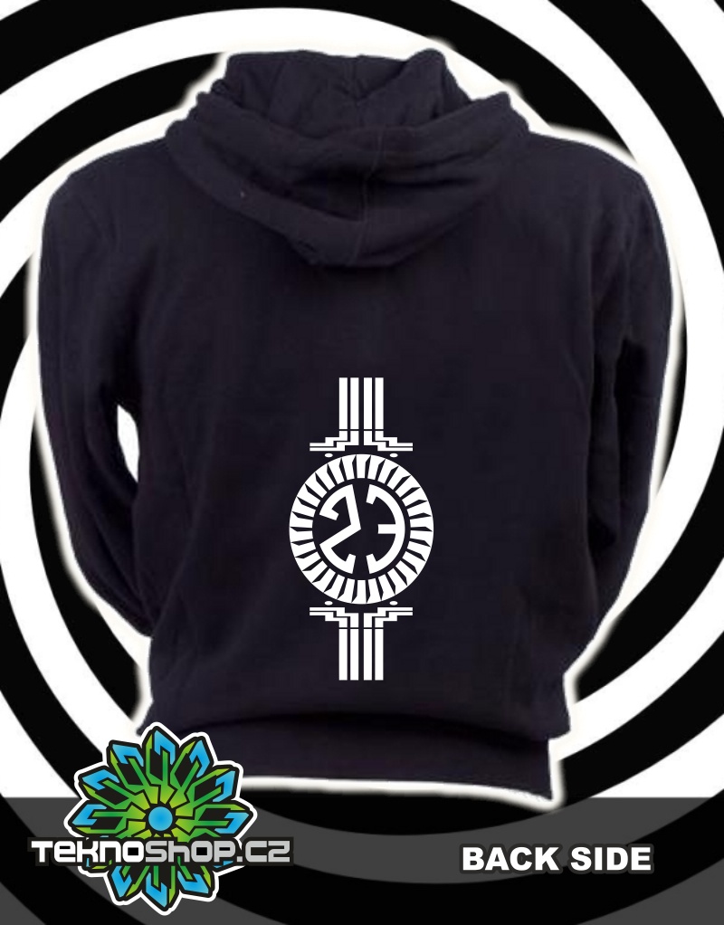 TEKNOSHOP Virus Sound System 23 Clock mikina na zip s kapucí s potiskem i zepředu XXL černá