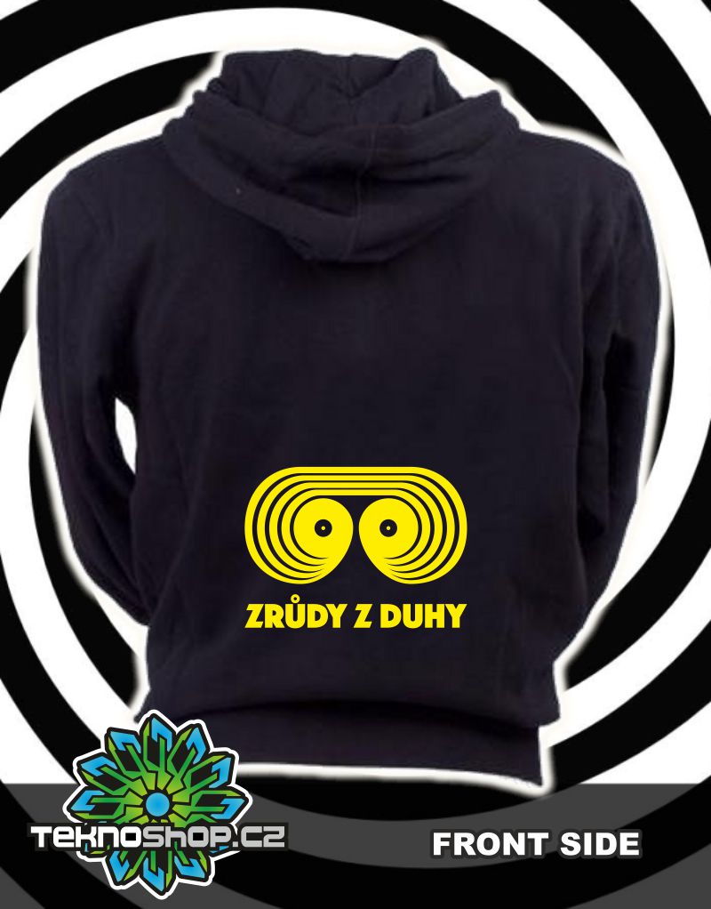 TEKNOSHOP Zrůdy z Duhy mikina na zip s kapucí s potiskem i zepředu XXL černá