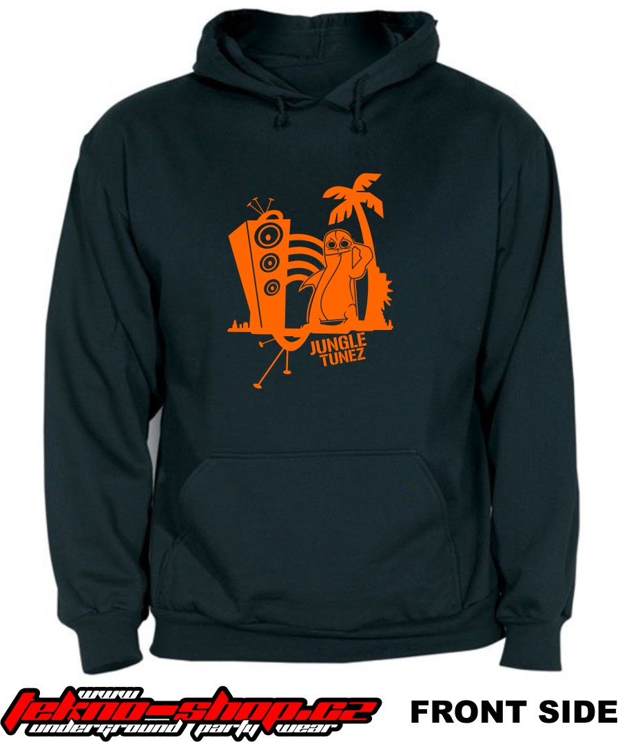 TEKNOSHOP Jungle Tunez tekno mikina s kapucí s potiskem XXL černá