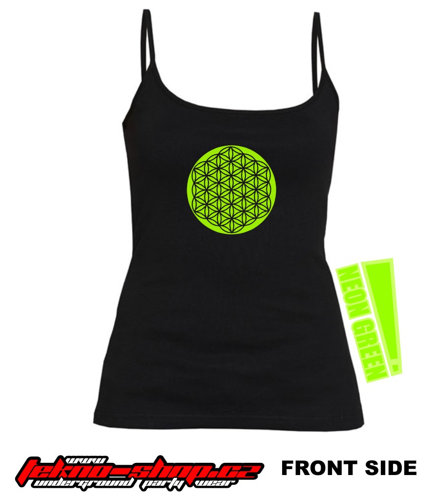 TEKNOSHOP Flower of Life tekno tílko s potiskem dámské XL černé