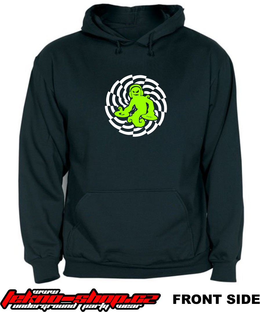 TEKNOSHOP Cyber Ghost tekno mikina s kapucí s potiskem XXL černá