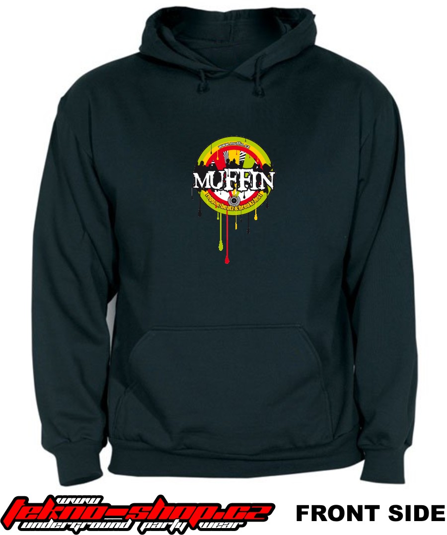 TEKNOSHOP Muffin dnb mikina s kapucí s potiskem XXL černá