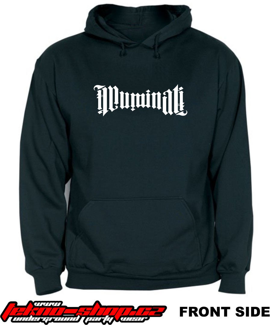 TEKNOSHOP Illuminati tekno mikina s kapucí s potiskem XXL černá