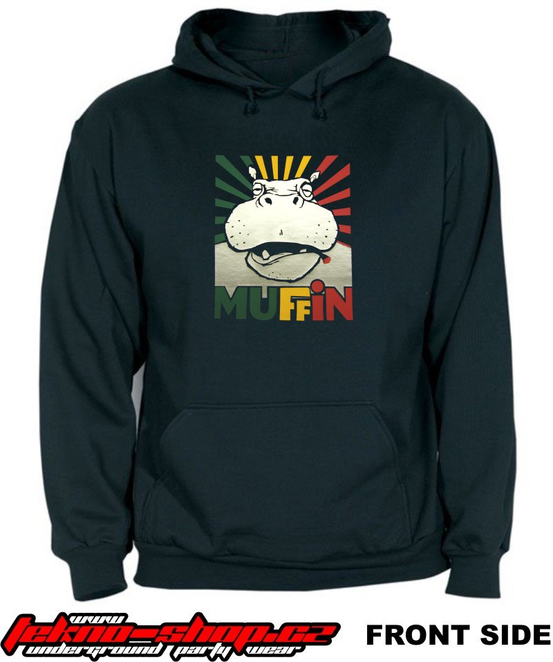 TEKNOSHOP Muffin 2013 dnb mikina s kapucí s potiskem XXL černá