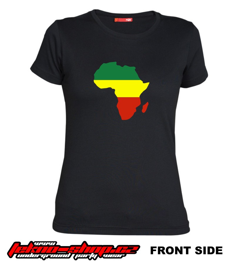 TEKNOSHOP RASTA AFRIKA dnb tričko s potiskem dámské S žluté