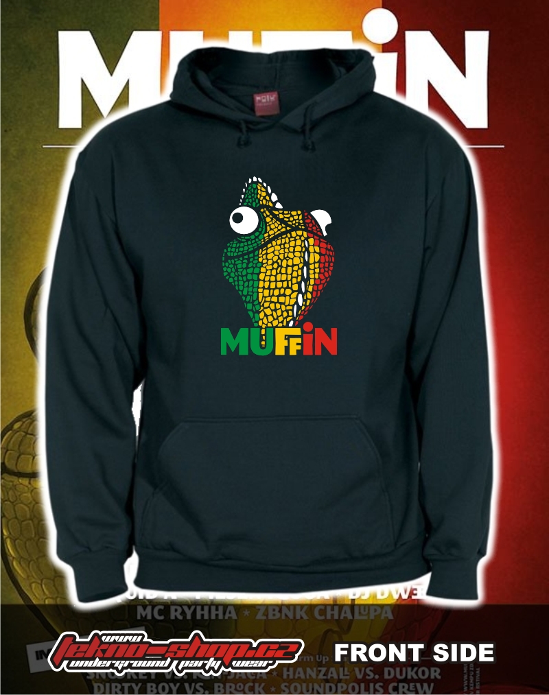TEKNOSHOP Muffin 2013 SRPEN dnb mikina s kapucí s potiskem L černá