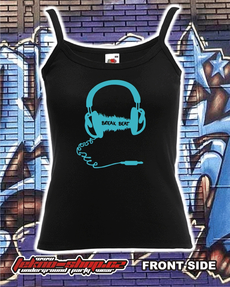 TEKNOSHOP Breakbeat Headset dnb tílko s potiskem dámské M černé