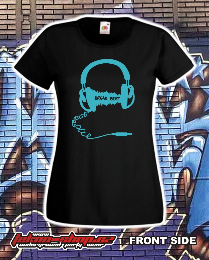 TEKNOSHOP Breakbeat Headset dnb tričko s potiskem dámské XL žluté