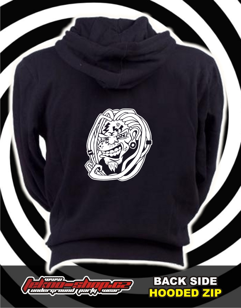 TEKNOSHOP System Dread tekno mikina na zip s kapucí s potiskem S černá