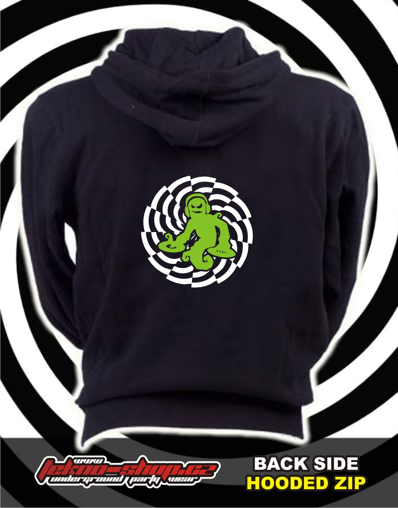 TEKNOSHOP Cyber Ghost tekno mikina na zip s kapucí s potiskem