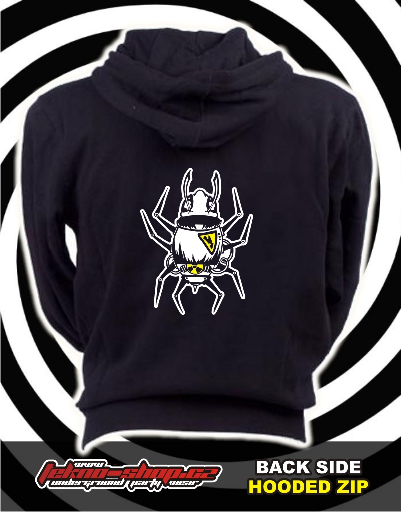 TEKNOSHOP Cyber Spider tekno mikina na zip s kapucí s potiskem XL černá