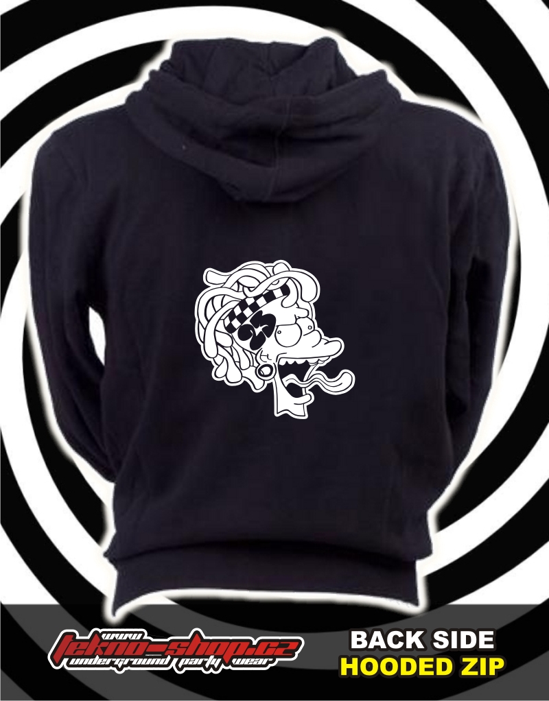 TEKNOSHOP Bart23 tekno mikina na zip s kapucí s potiskem i zepředu L černá